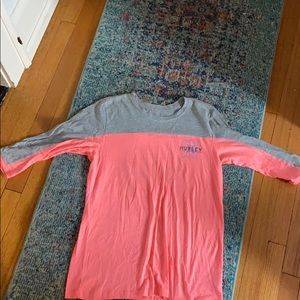 Medium 3/4 sleeve pink and grey hurley shirt